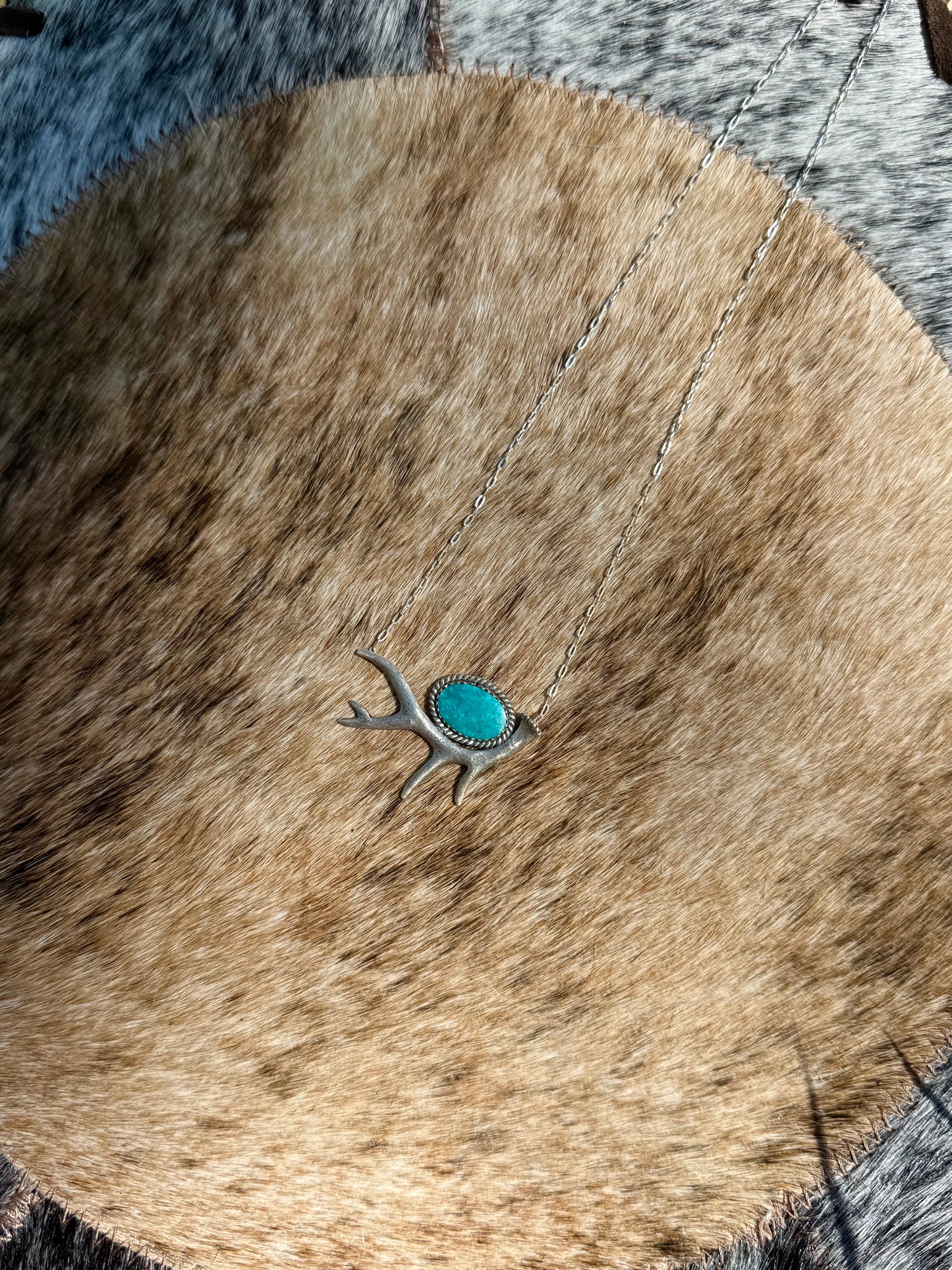 Campitos Turquoise Elk Antler Necklace