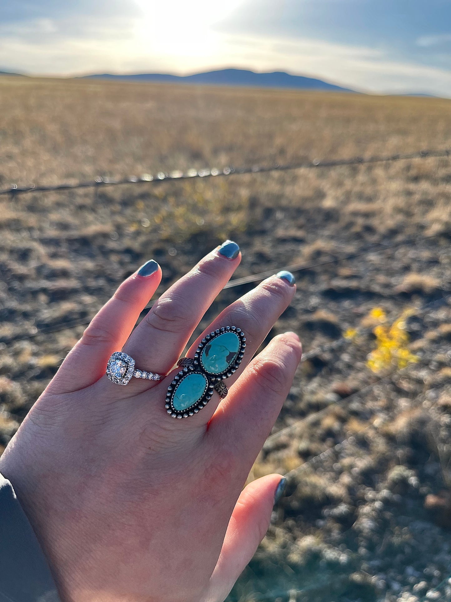 Double Chilean Turquoise Ring