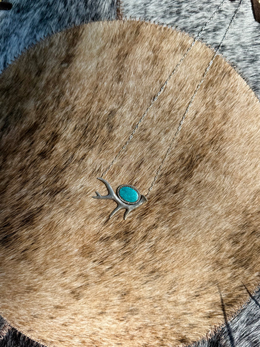 Campitos Turquoise Elk Antler Necklace