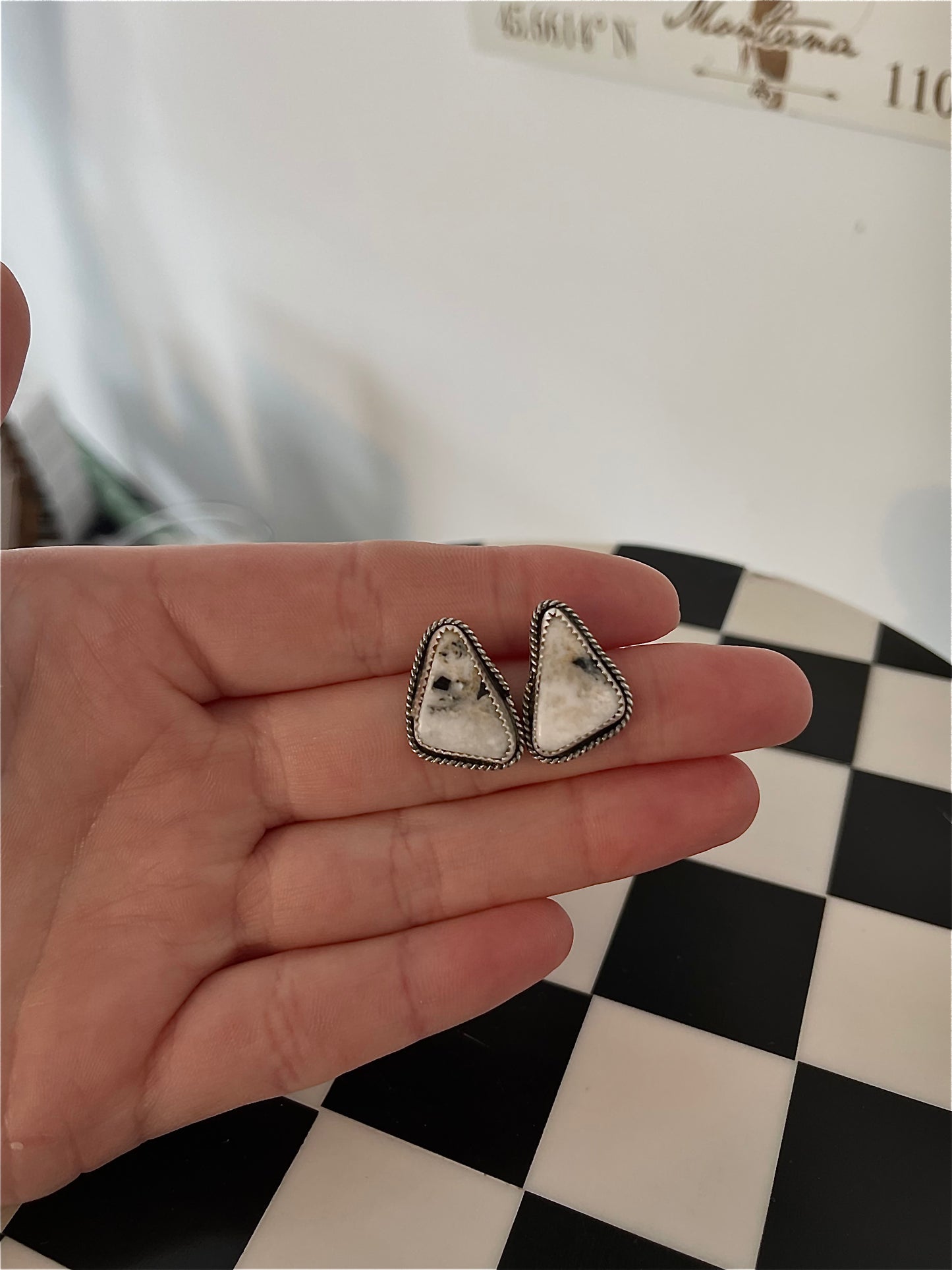 White Buffalo Simple Earrings