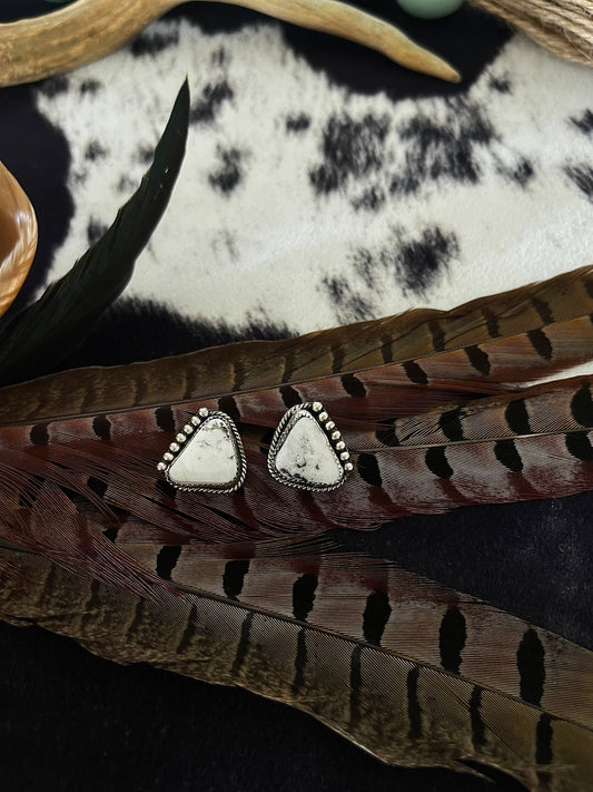 White Buffalo stud earrings
