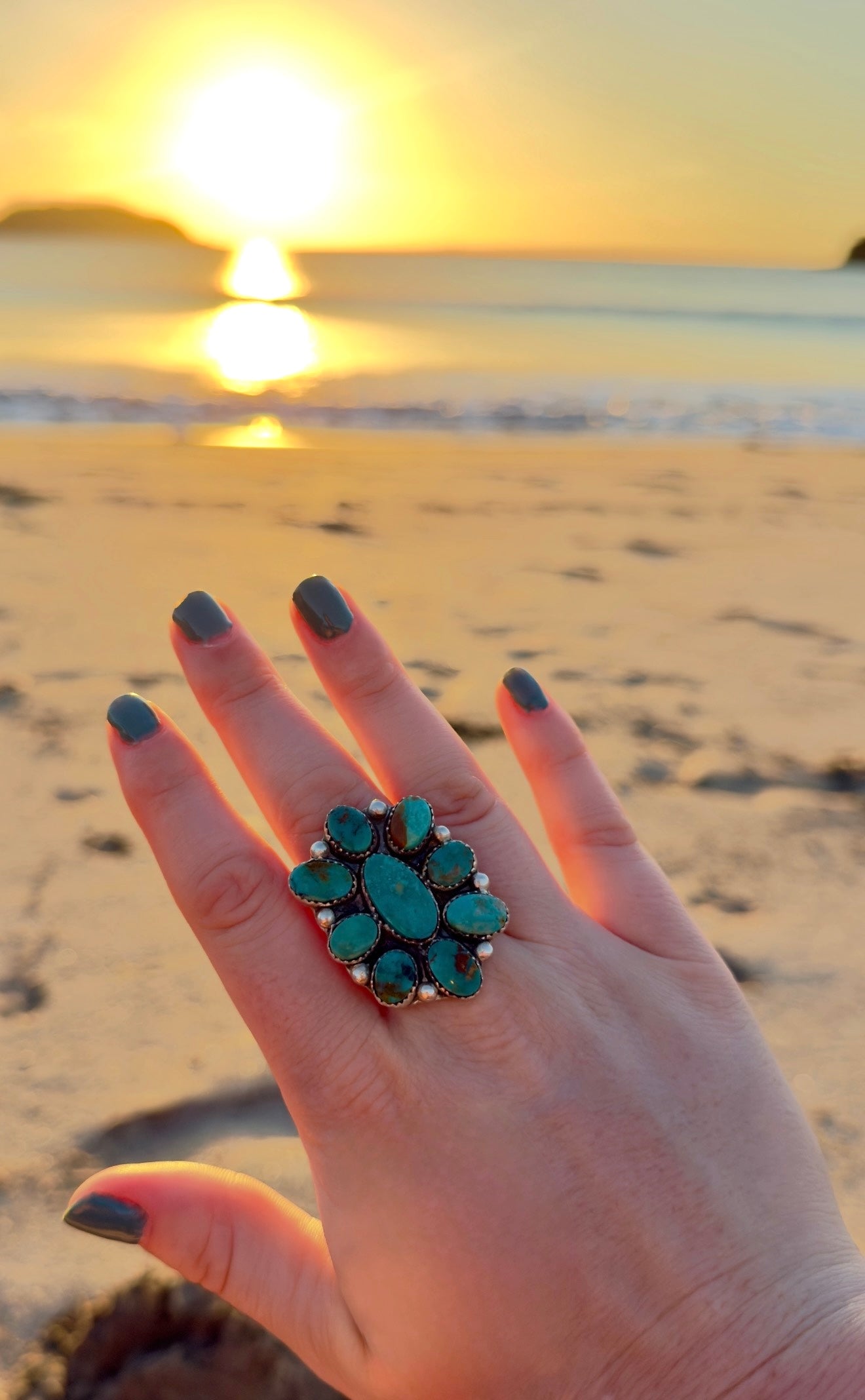 Turquoise Statement Cluster Ring